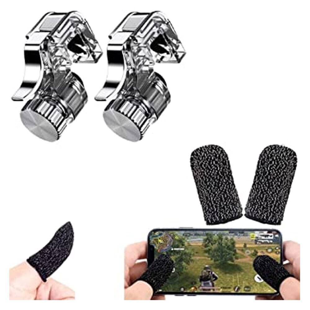 Mobile Gaming R11 Metal Trigger + Thumb Gloves Sleeves For PUBG