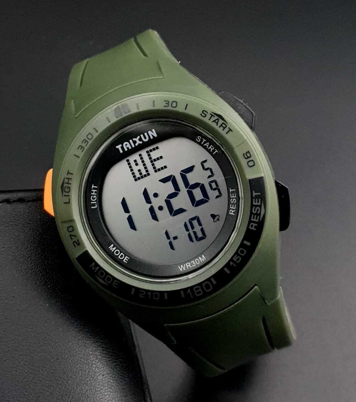 New Digital Water Resistant Sports Watch For Boys - Army Green