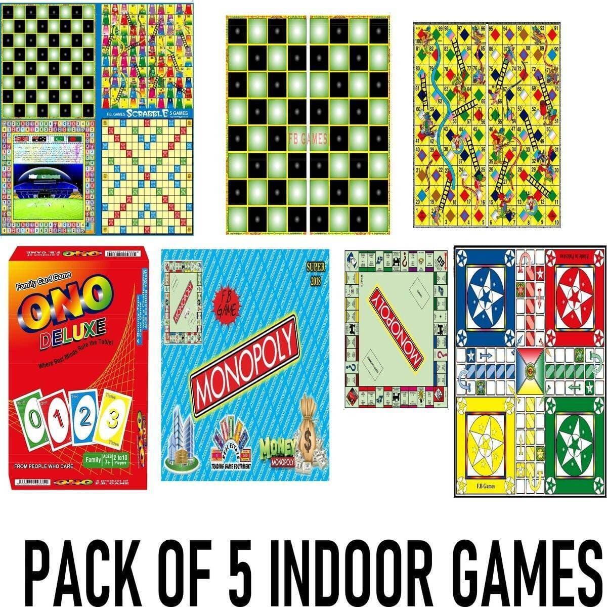 Multiple indoor games pack of 5 board games