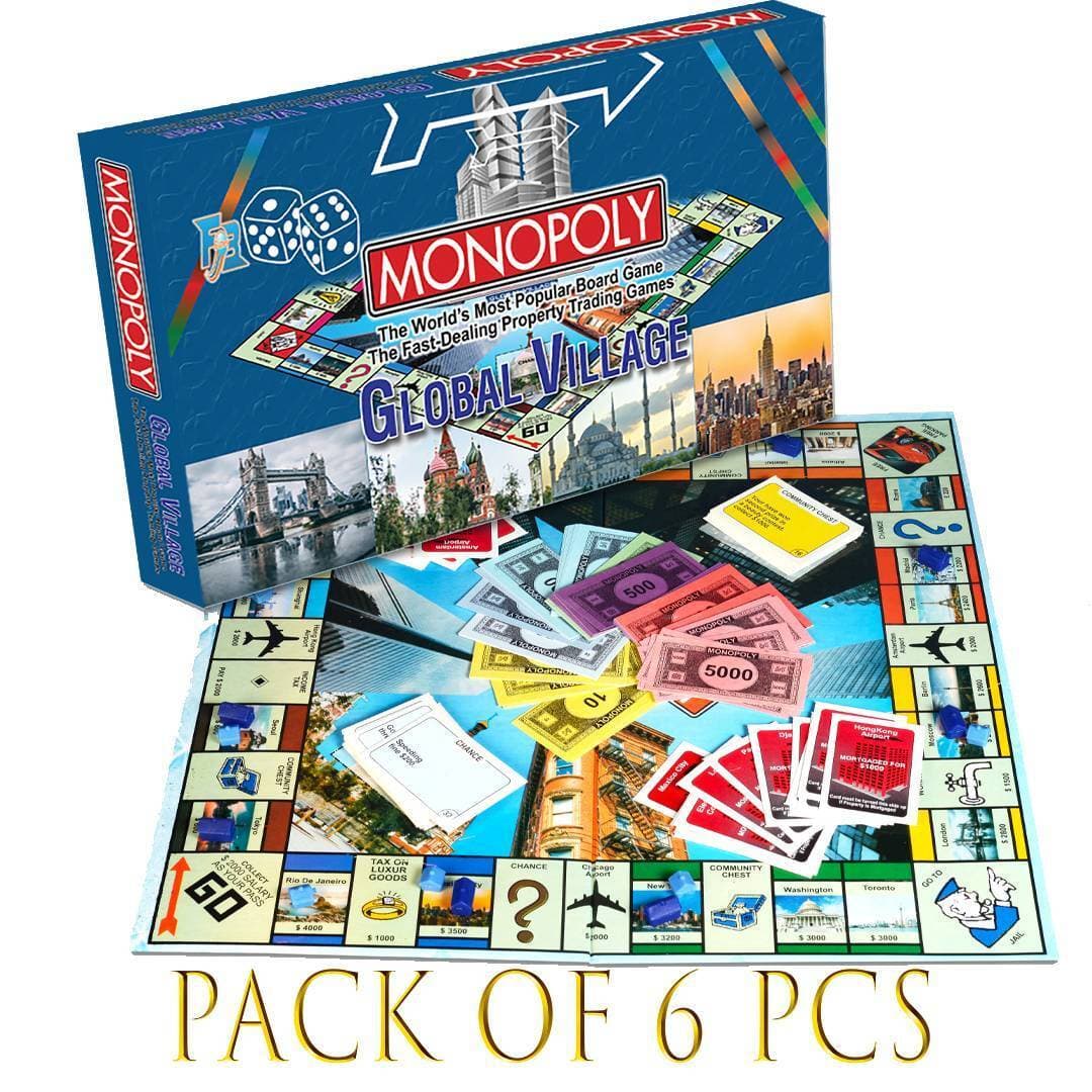 Pack of 6 Monopoly Global Village Property Trading Game