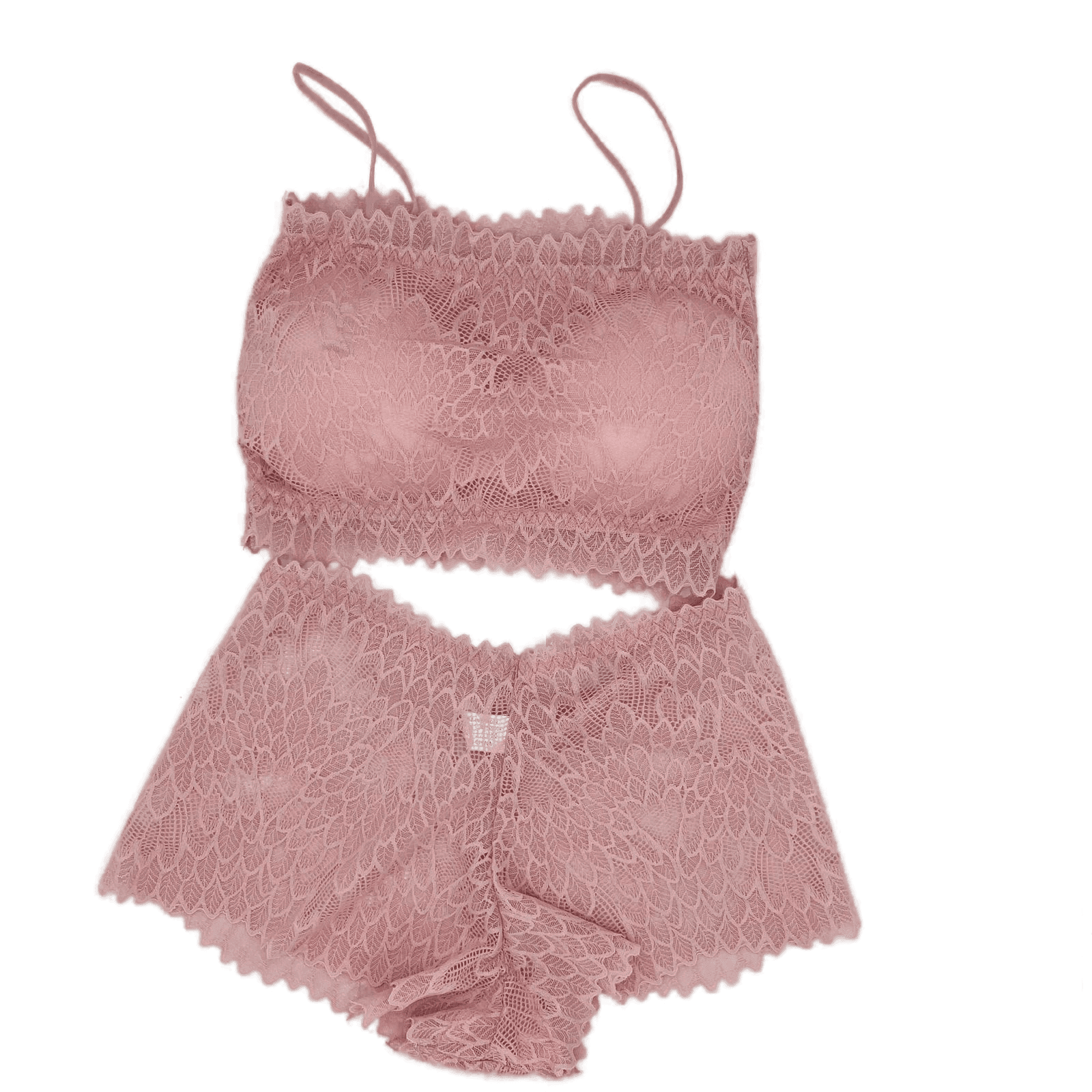 Chicken Embroidery Padded Bra & Panty Set - Pink