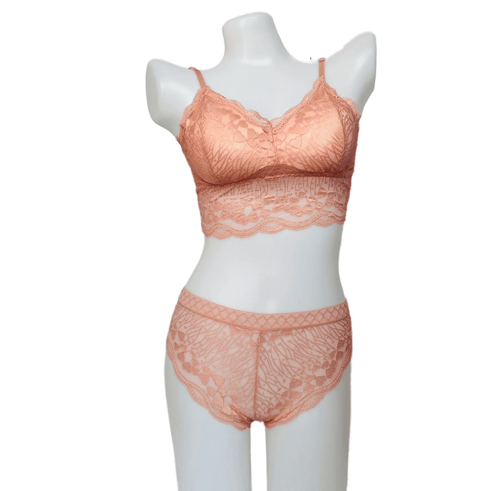 Chicken Embroidery Padded Bra & Panty Set -  Pink