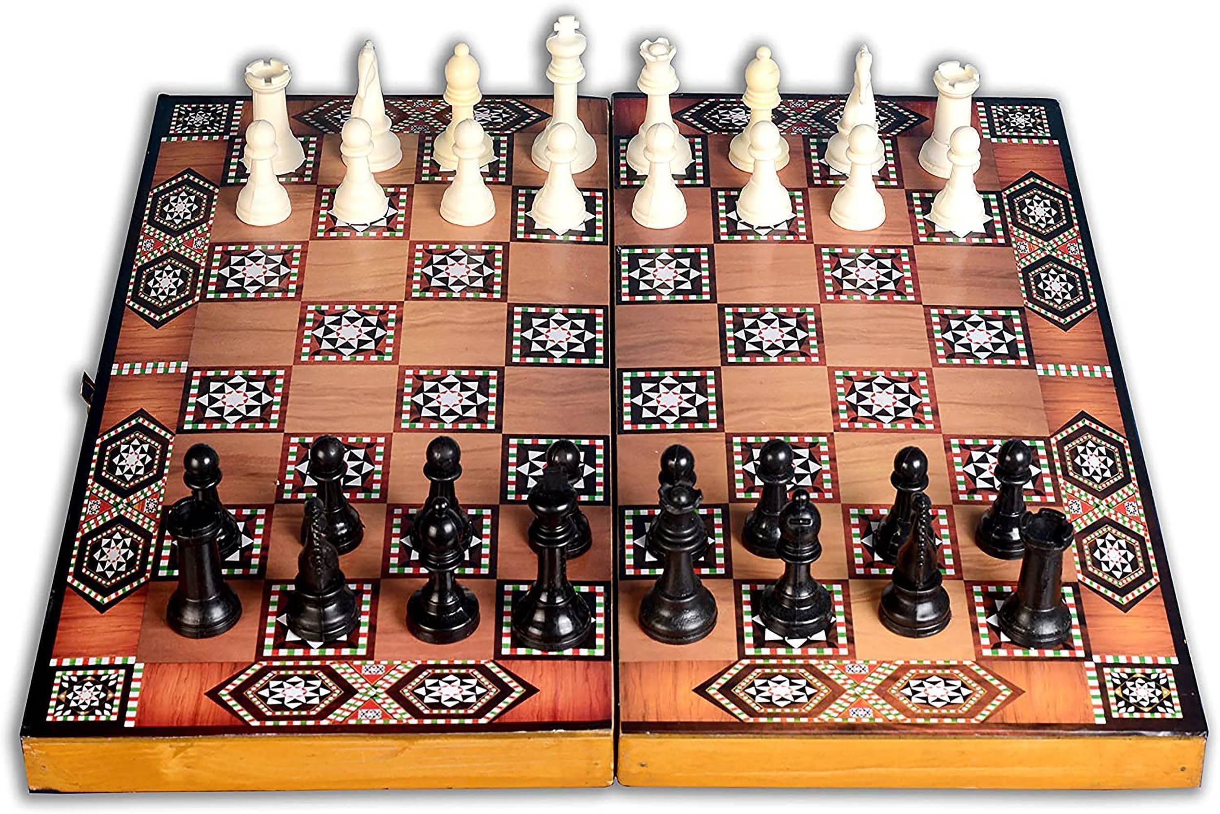 3 in 1 Premium Quality Chessboard Wooden Board Game