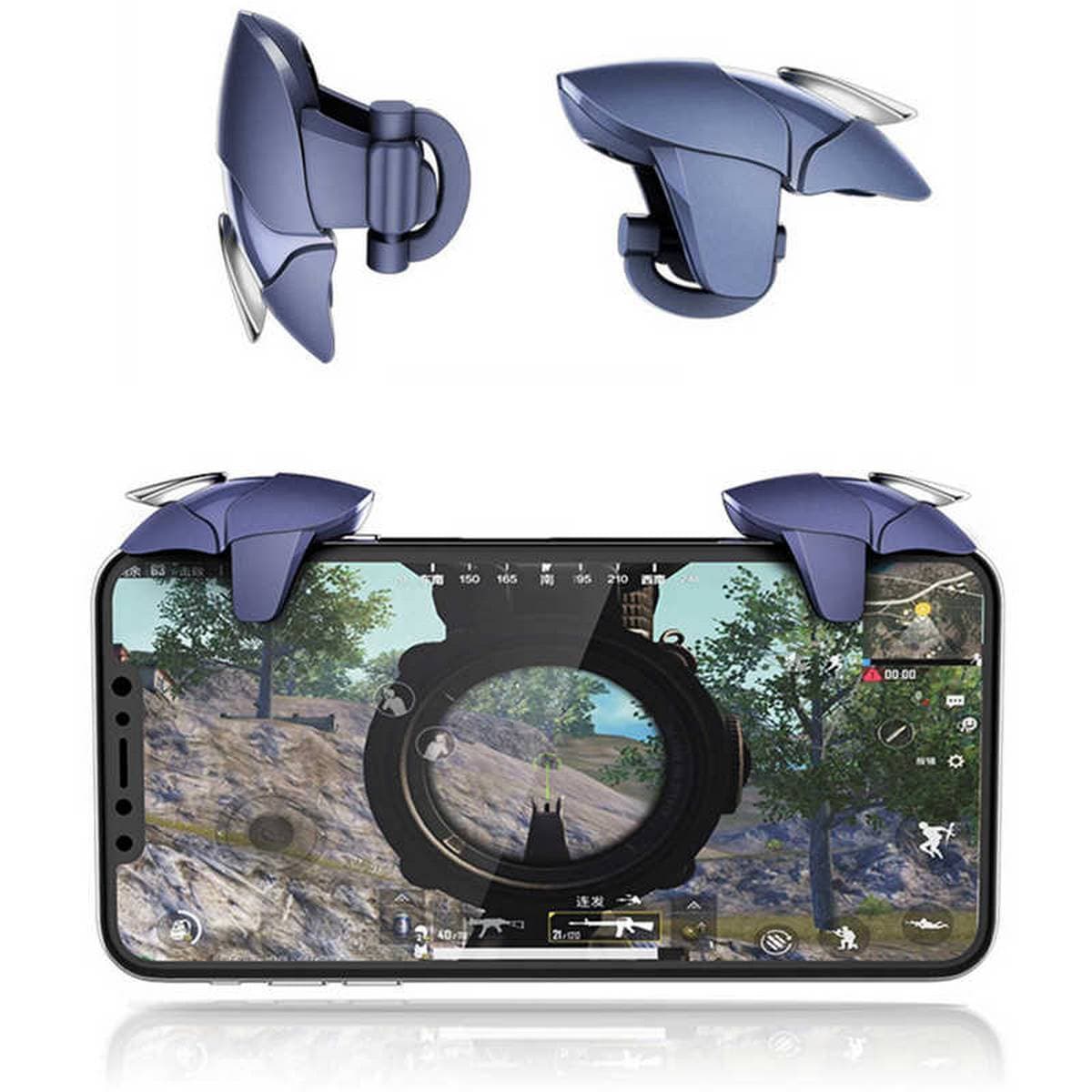 Blue Shark Mobile Gaming Buttons Trigger Controller L1 R1 Buttons Pubg - Silver-Ks