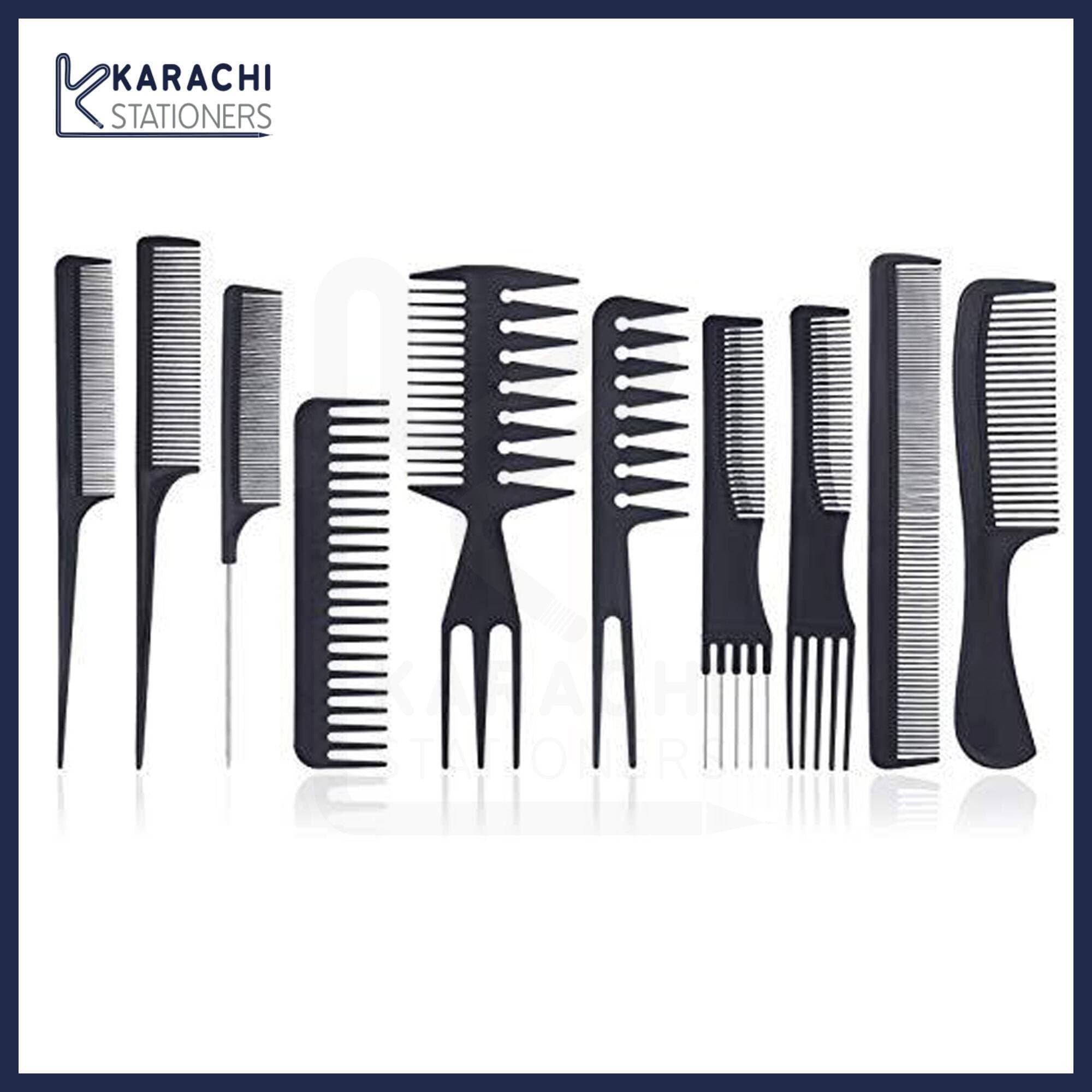 10 Pieces Black Professional Combs Hair Salon Hair Styling Barbers Comb Set