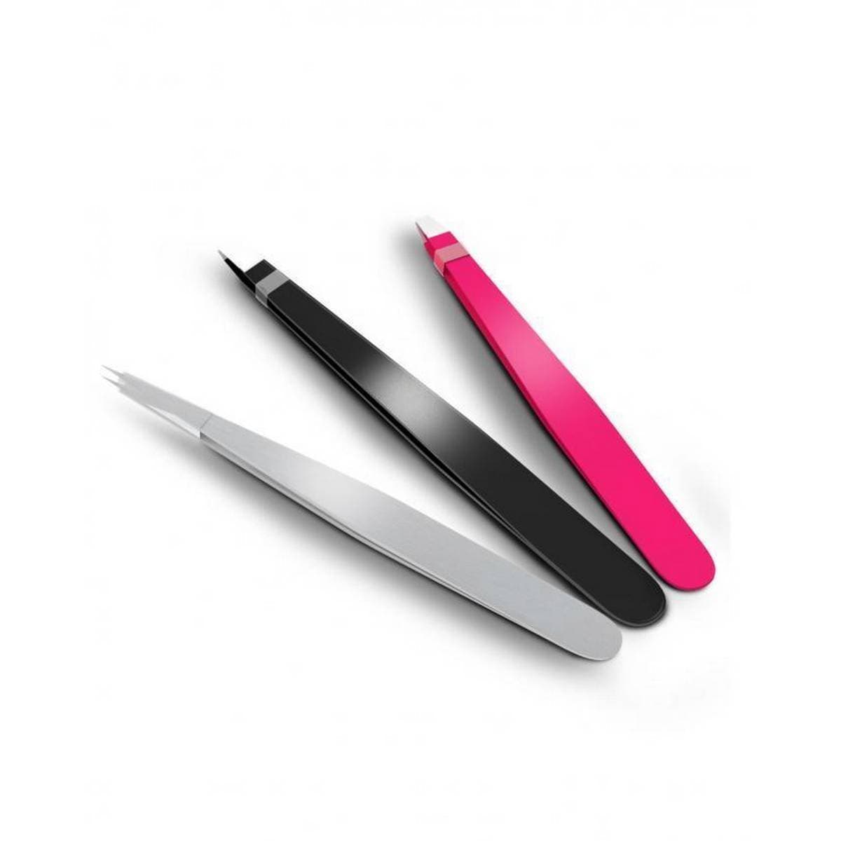 Set Of 3 - Stainless Steel Tweezers - Multicolour-Ks