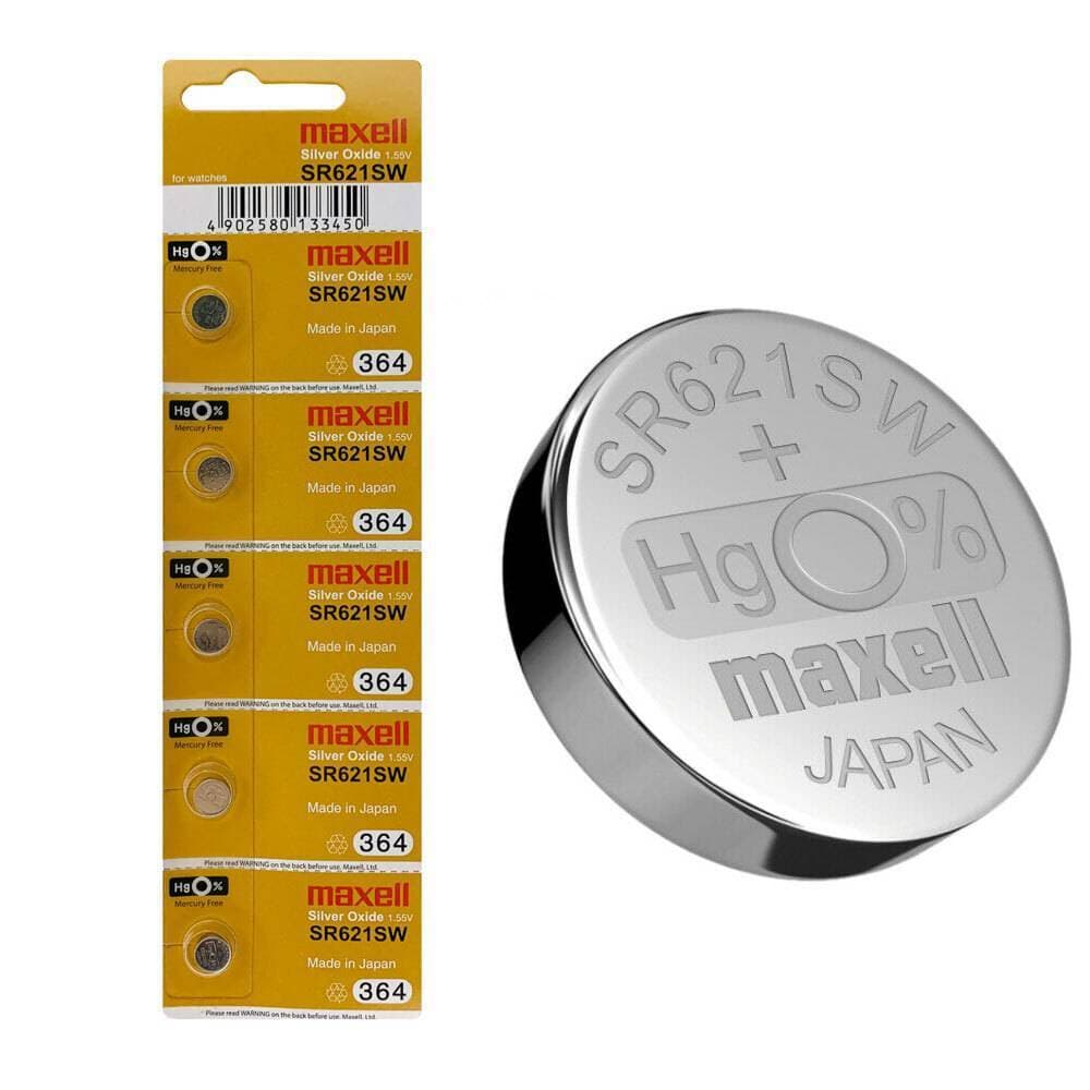 Maxel Original Sr621Sw 364 Silveroxide Watch Battery - Pack Of 5