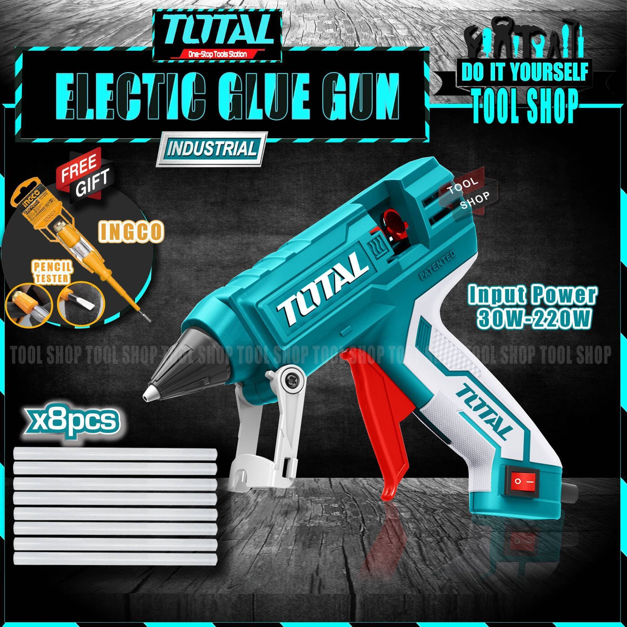 Total Original Electric Glue Gun 30-220W With 8 Pcs Glue Stick Also Free Ingco Pencil Tester - Industrial