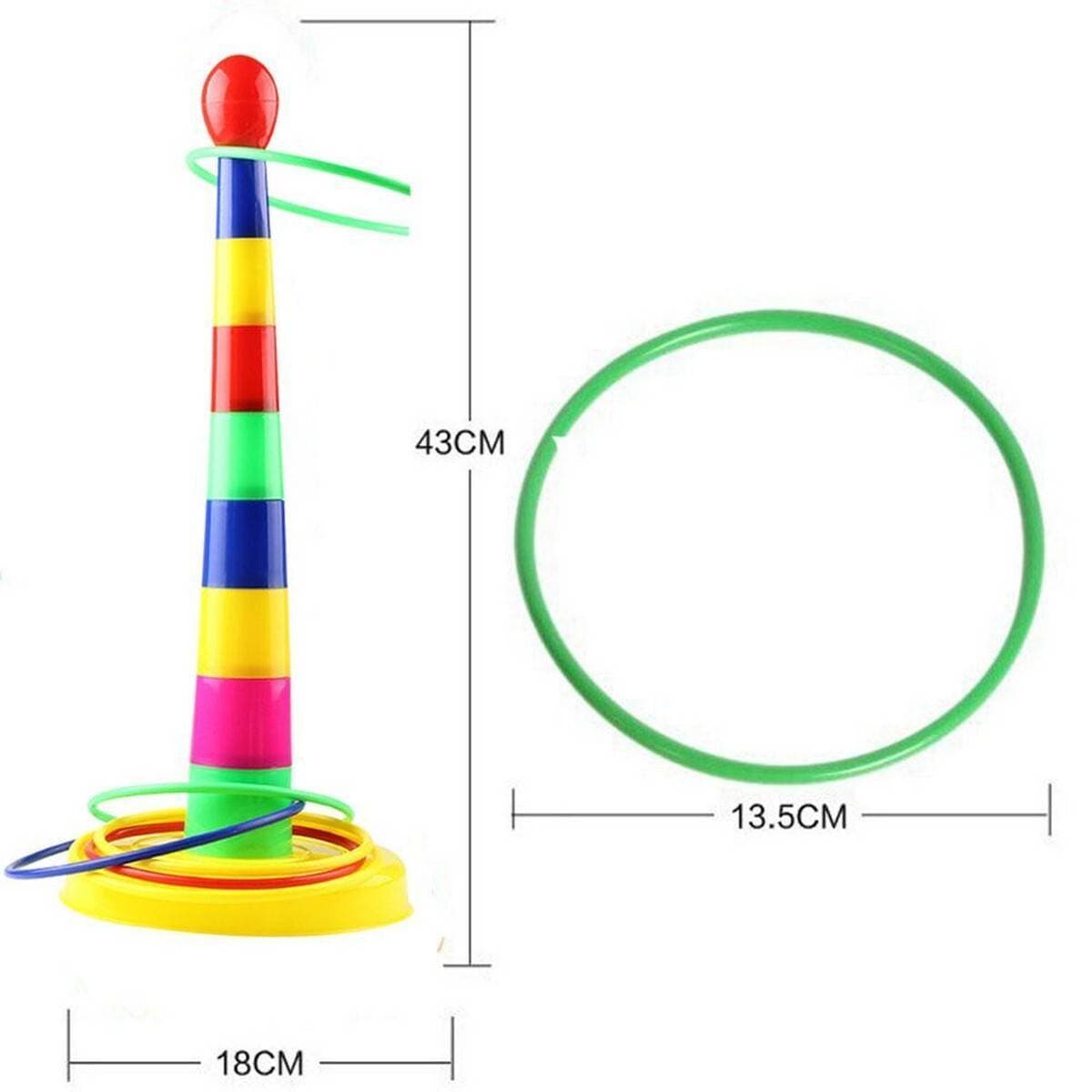 Colorful Ring Toss Tower Toy For Kids Education And Development 15X6Cm Set Of 2 With 8 Rings