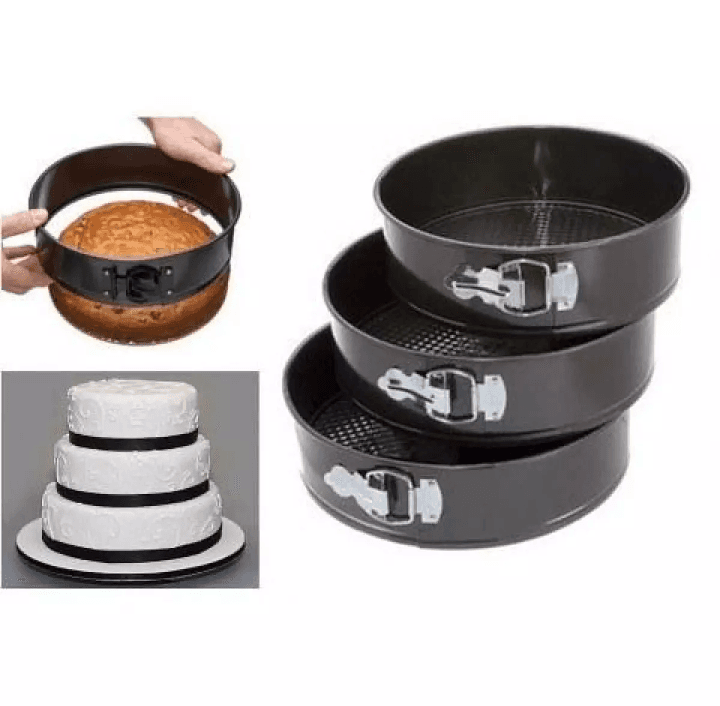 Baking Pans 3 Pcs Set Metal Cake Baking Pan Round Shaped Non Stick Oven Baking