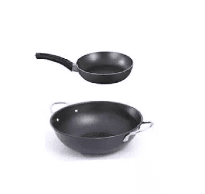 Pack Of 02 - Non Stick Karahi & Fry Pan (20 And 16Cm)