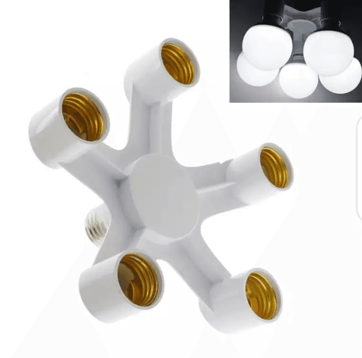 5 In 1 E27 Heads Lamp Bulb Holder Light Base Led Converter Adapter Socket Splitter