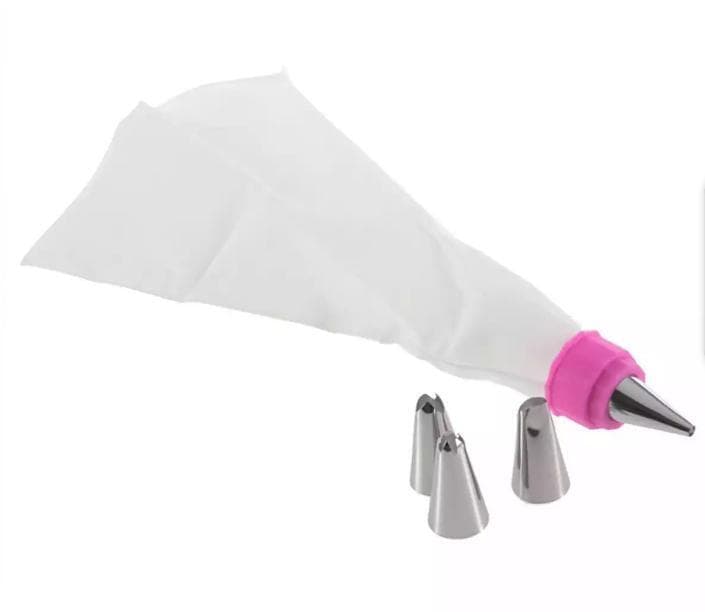 Icing Bag Set With 4 Stainless Steel Nozzles Tips Converter- Cake Decorating Tool