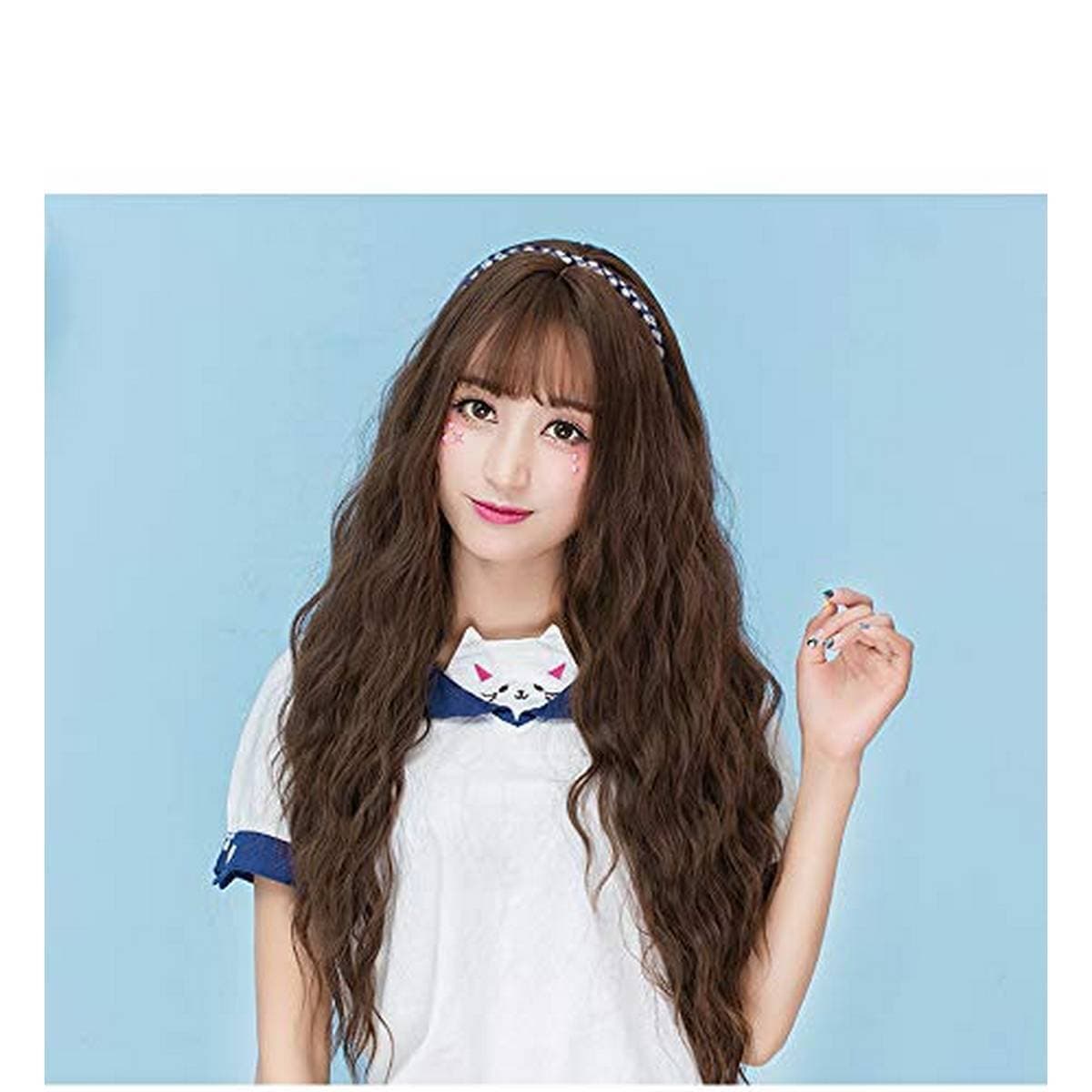 Women's Brown Wig Long Curly Wavy Hair Wigs