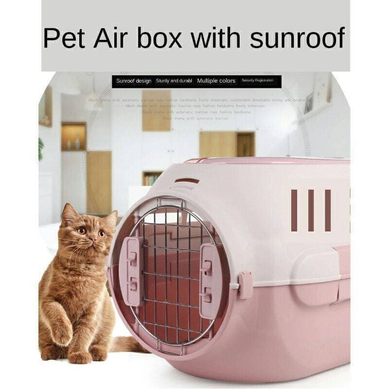 Portable Pet Travel Carrier Kennel With Safety Spring Door Lock