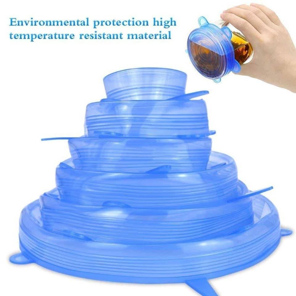 6 Pcs/Set Silicone Food Wrap Caps - Cookware Lids