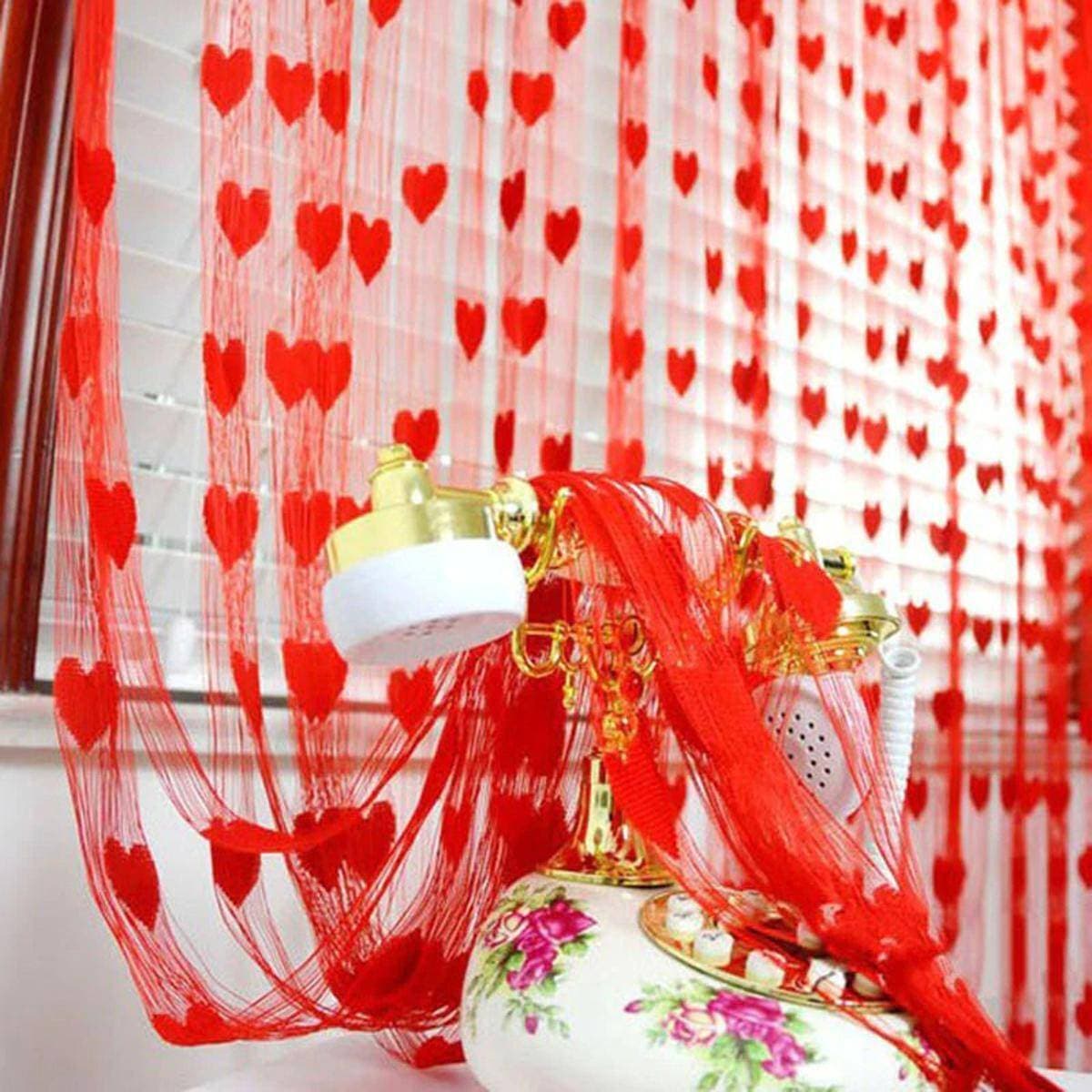 100*200Cm Door Window Curtain Heart Design Wedding Bedroom Decoration