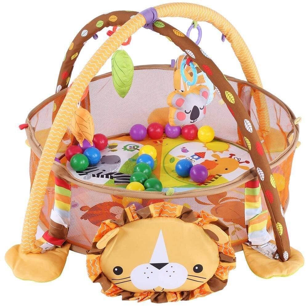 3-In-1 Baby Gym Mat With Removable Walls And Bars- 4-Piece Hanging Toys