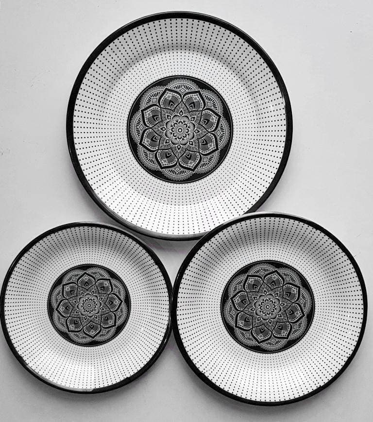 Printed Dinner Plates Double Melamine - Set Of 3 PCS