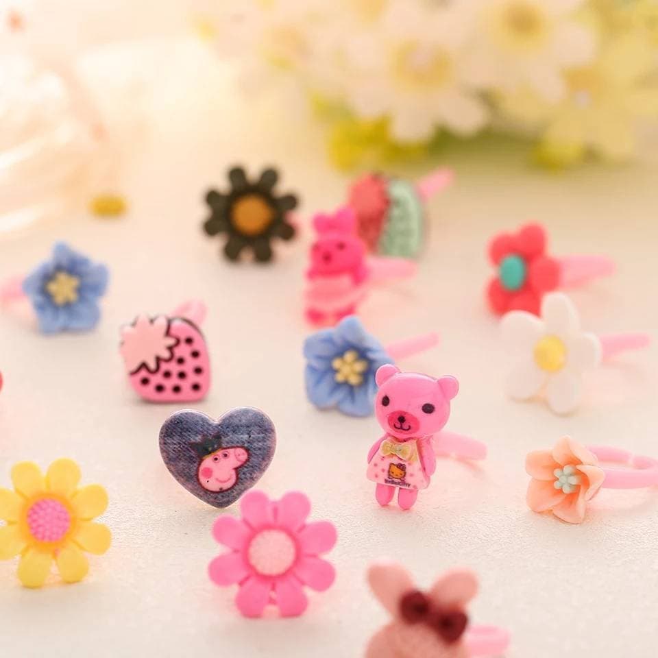 Pack Of 10 Children'S Cartoon Rings Set