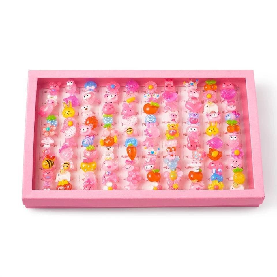 Pack Of 10 Children'S Cartoon Rings