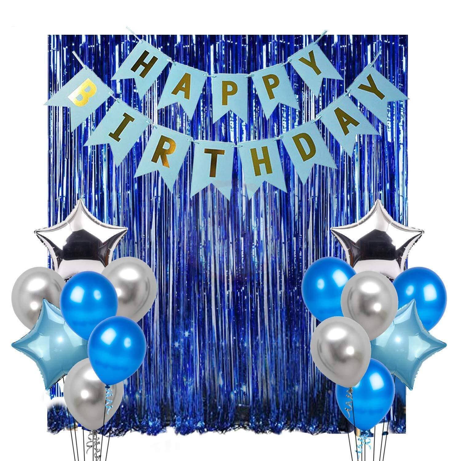 Happy Birtrhday Blue Banner Decoration Set