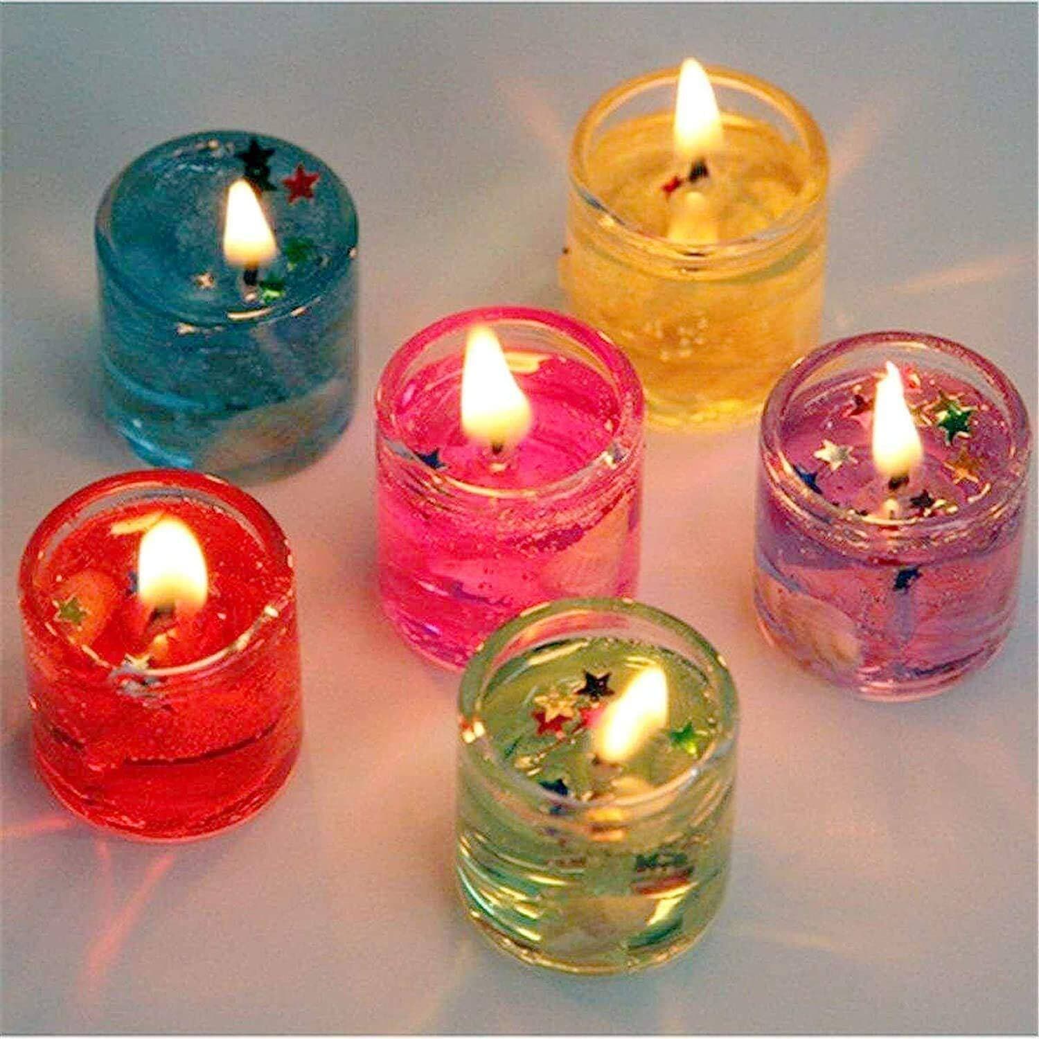 Pack Of 6 Colorful Gel Candles Smokeless Mini
