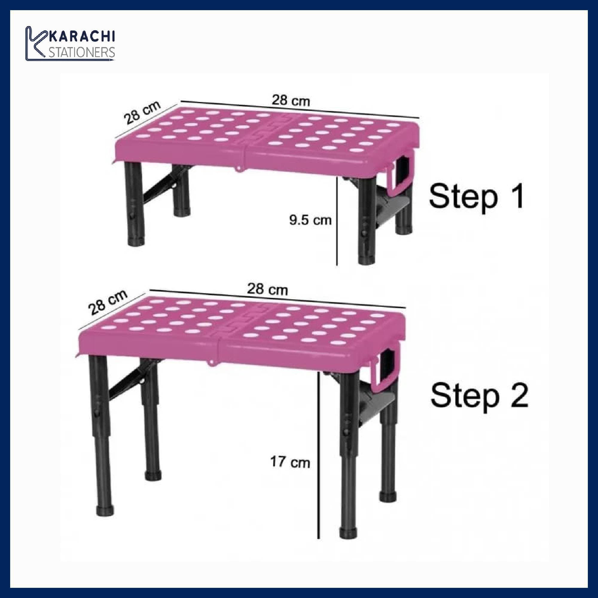 Folding Step Stool With Portable Handle Adjustable Height 220Lbs