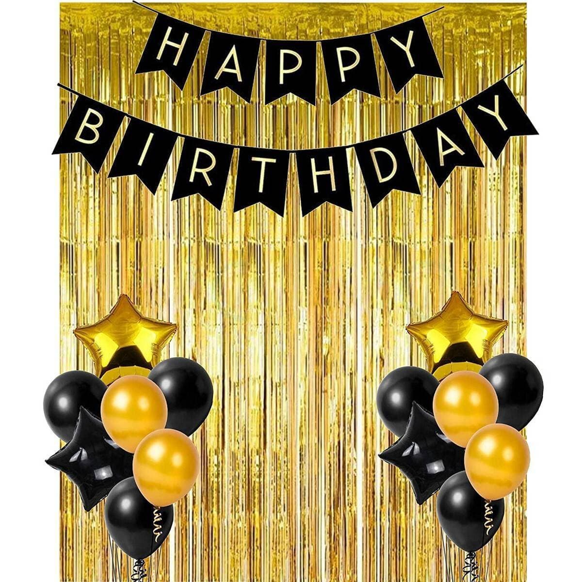 Happy Birthday Black Banner Decoration Set
