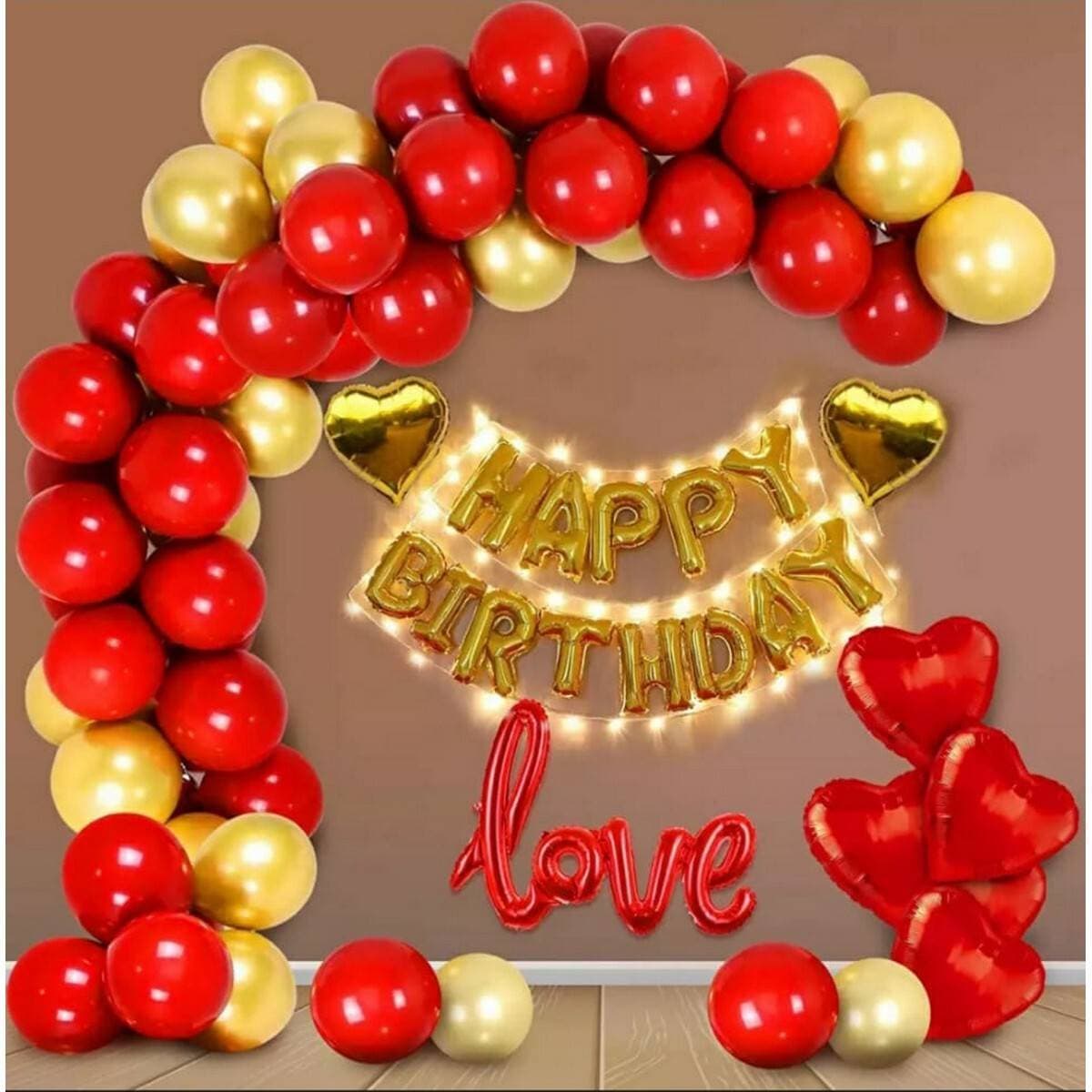 Happy Birthday Red & Golden Decoration Balloons Set