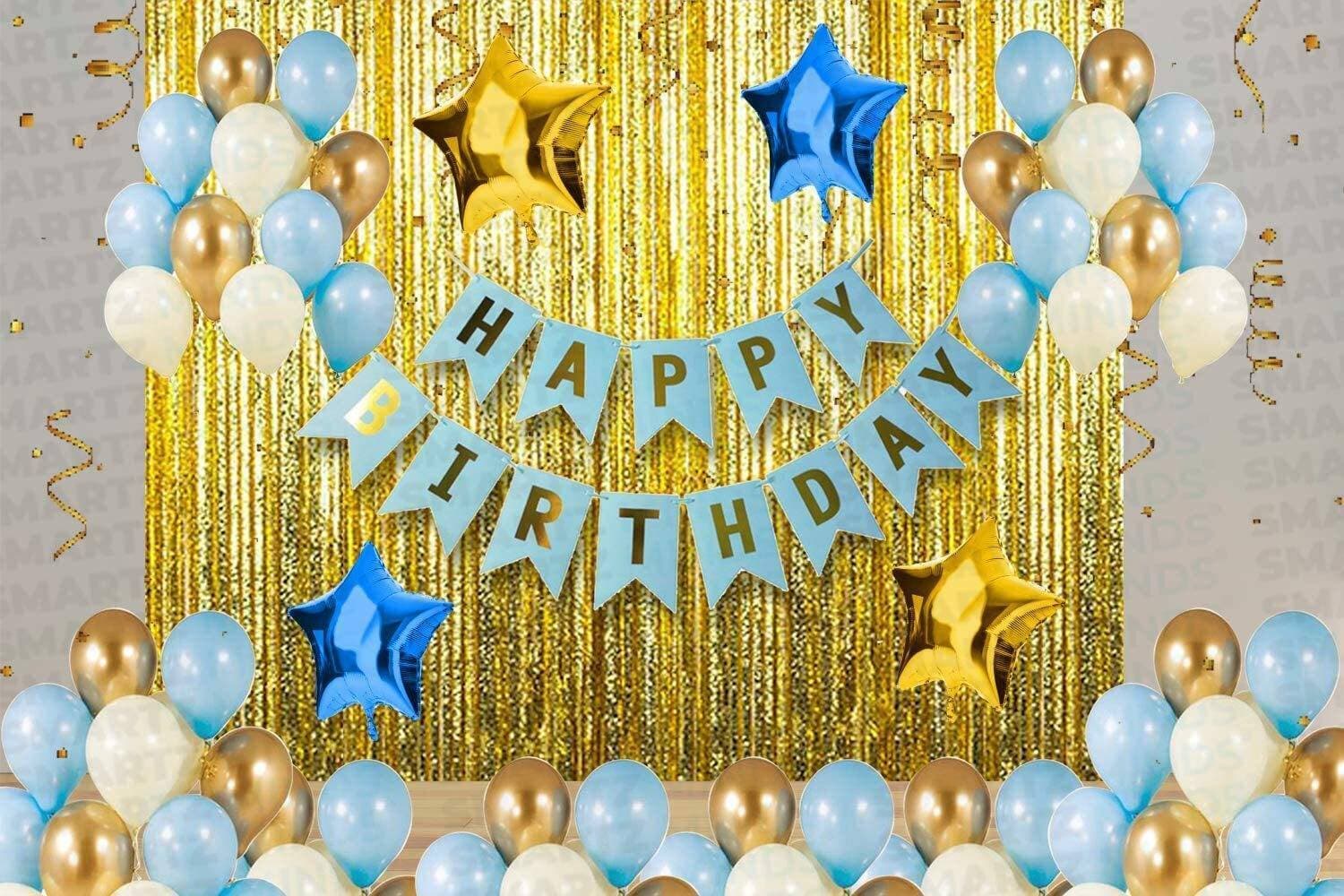 Happy Birthday Blue Banner Decorations Kit