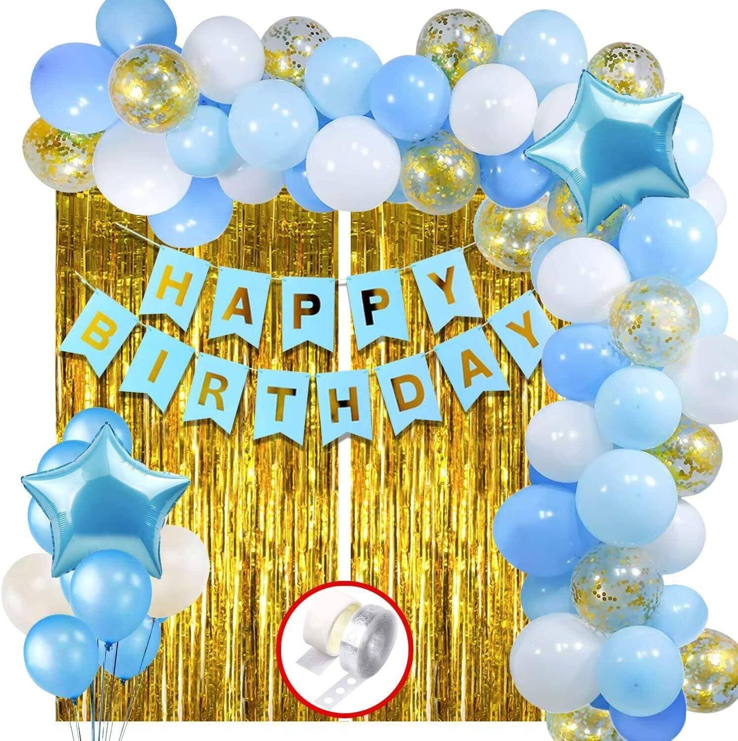 Happy Birthday Decoration Kit Combo 30 Pcs Balloons 10 White Balloons