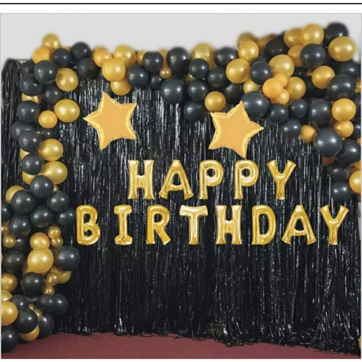 Happy Birthday Black & Golden Party Theme Balloons Set