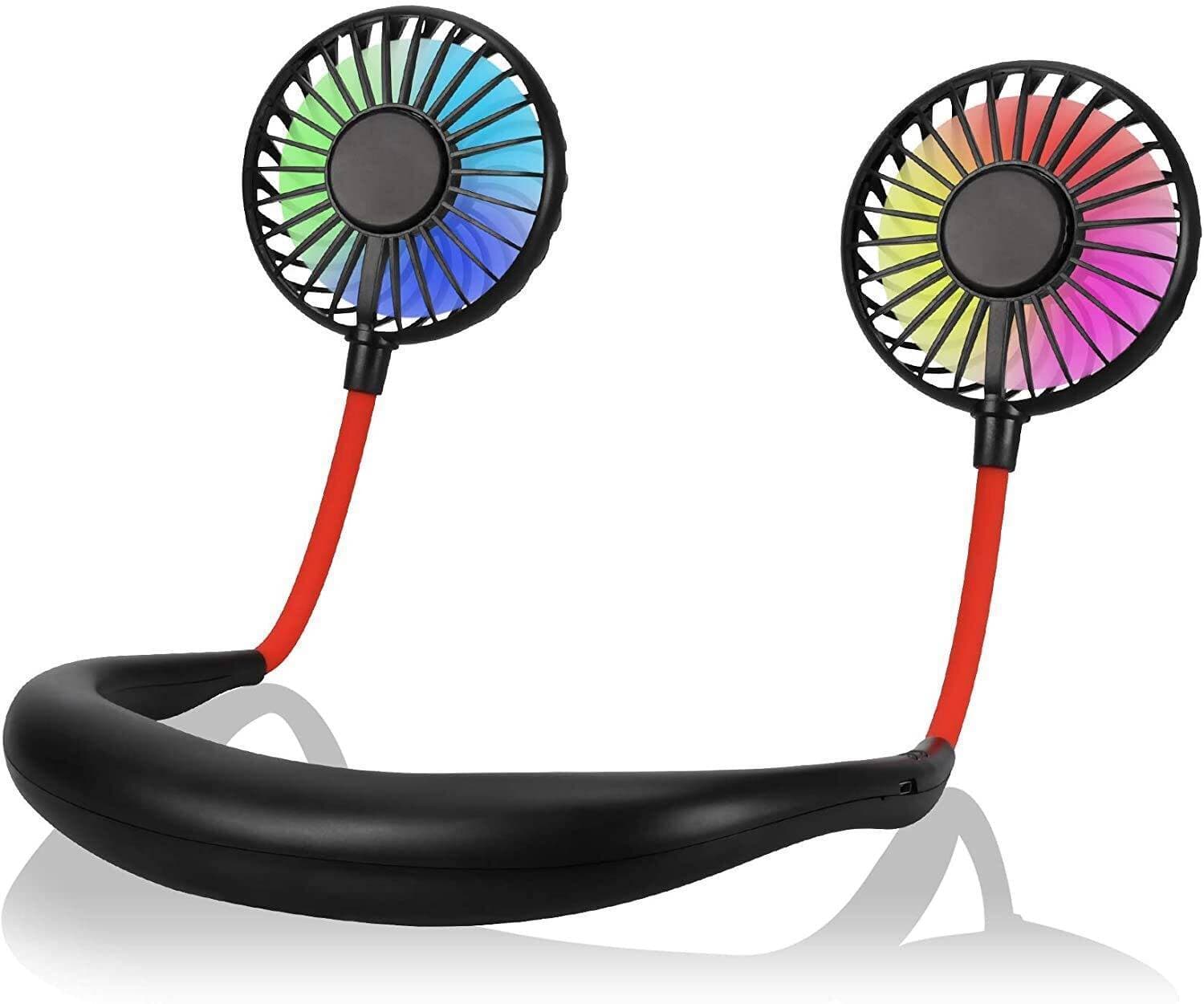 Hanging Neck Fan - Mini Usb Rechargeable Dual Window Personal Fan