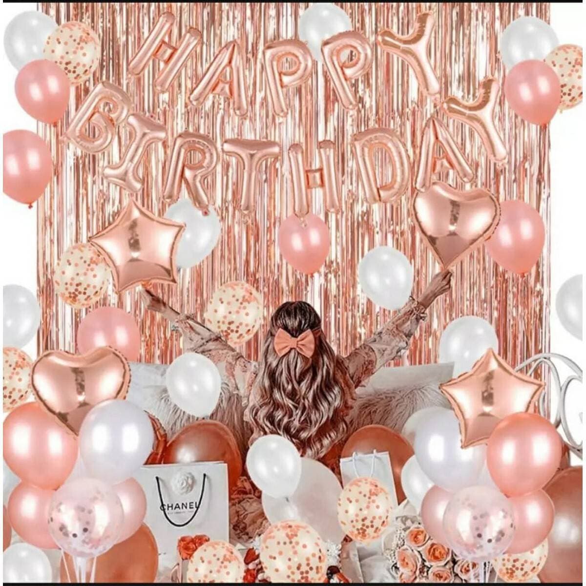 Happy Birthday Rose Gold Decoration Set For Girl
