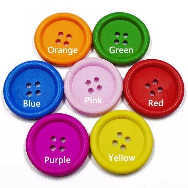 Buttons Multi Color 20 Pcs Mixed 7 Colors Big Buttons-Ks