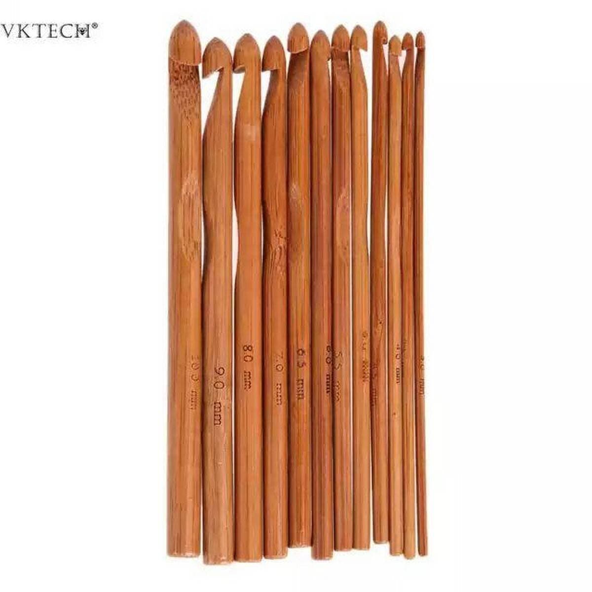 12Pcs/Set Bamboo Knitting Crochet Hooks-Ks