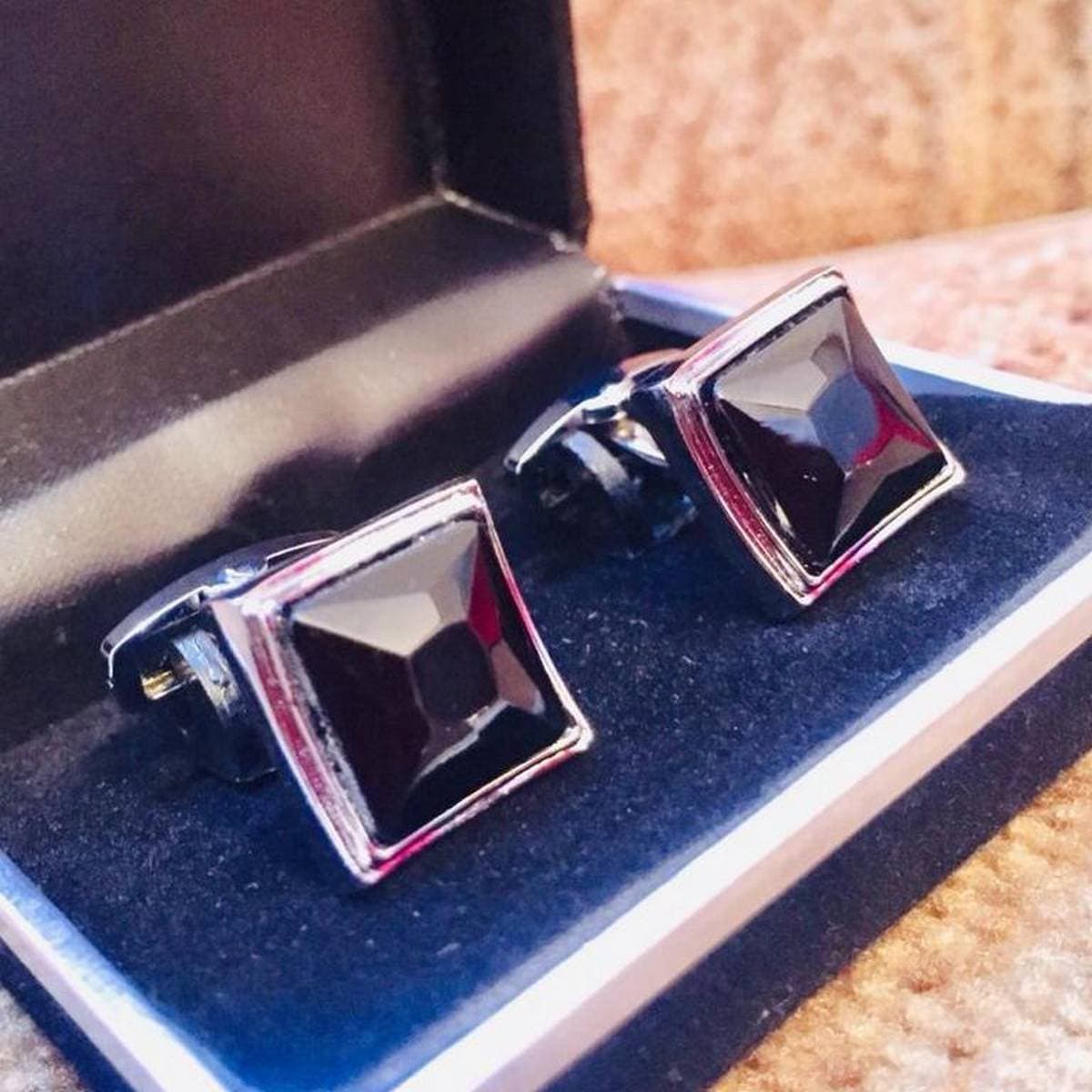 Black And Silver Cufflinks For Men Unique Style Imported Studs