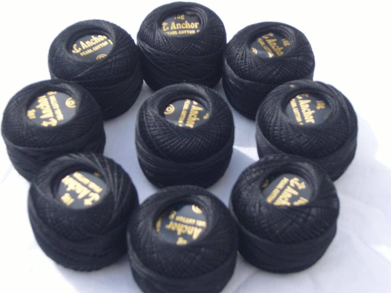 10 Black Anchor Embroidery Pearl Cotton-Ks