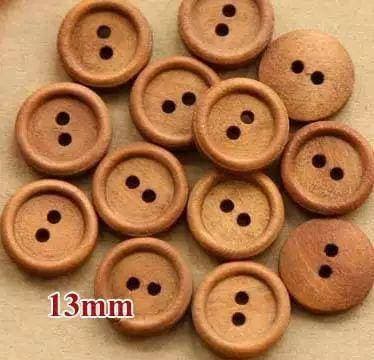 Brown Round Wooden Buttons Wood Button 15Pcs