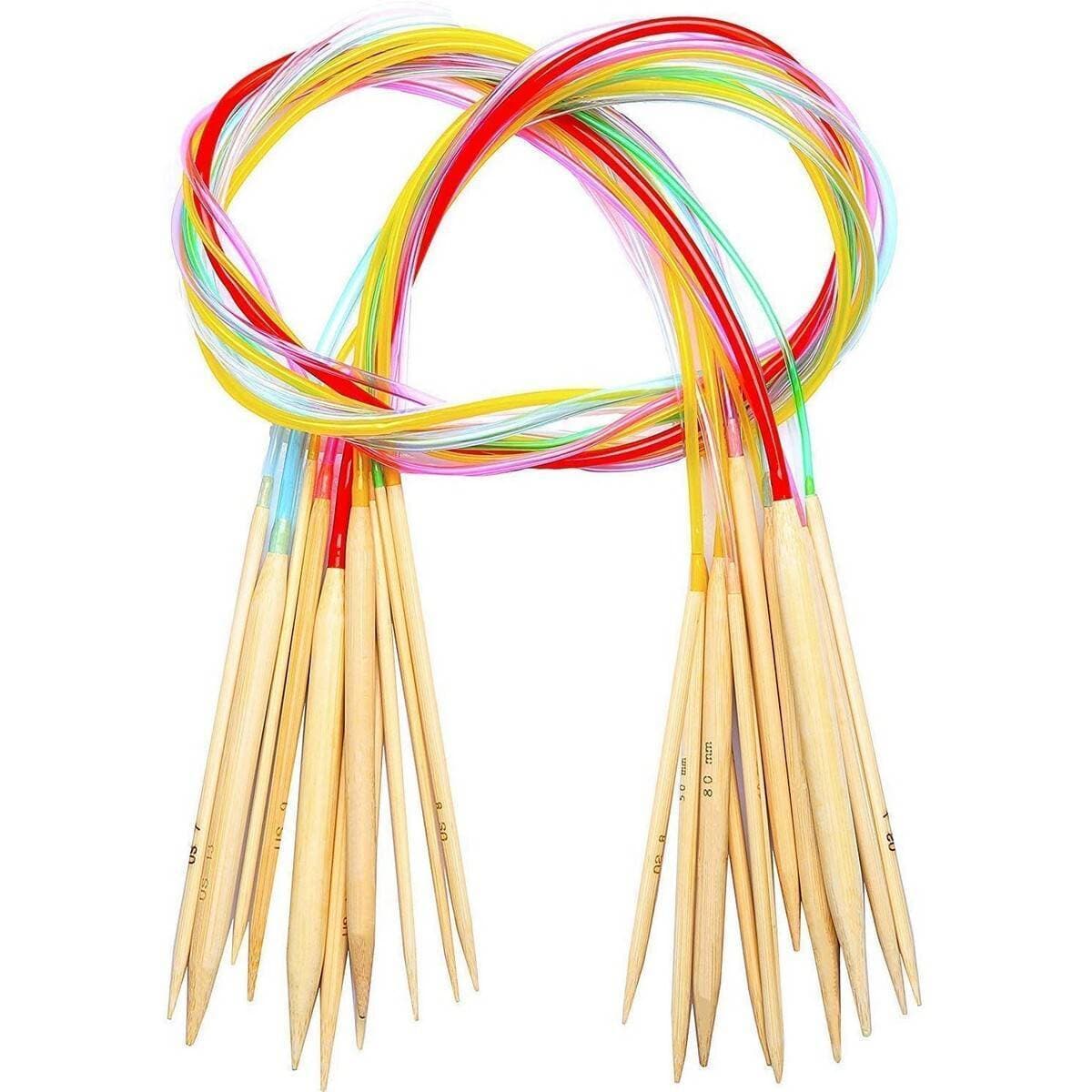 Multicolor Tube Bamboo Circular Knitting Needles 18 Sets