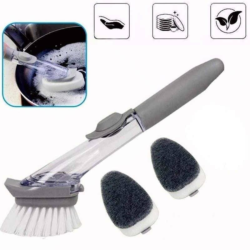 Kitchen Dish Washing Up Brush Soap Automatic Dispense