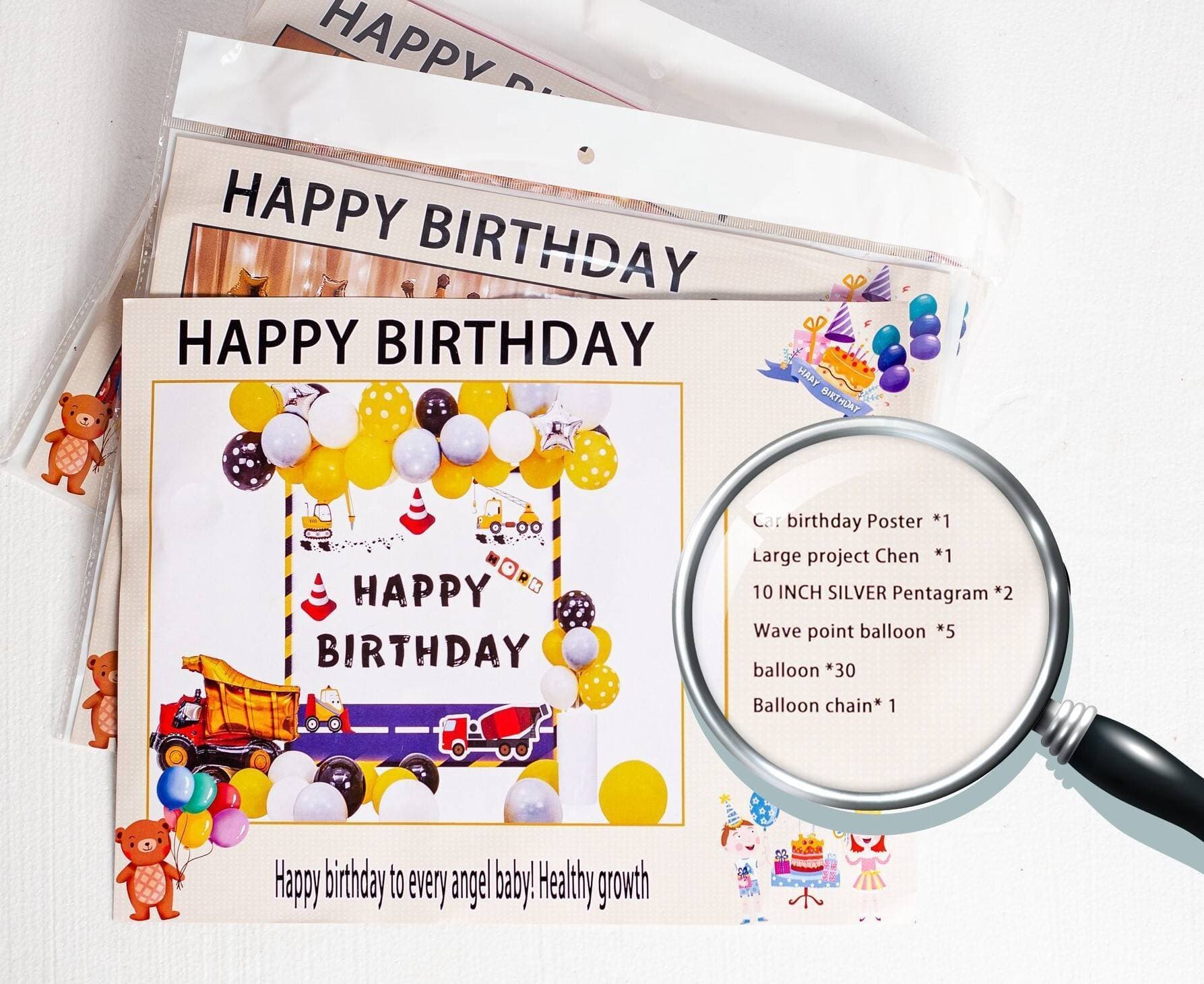 Happy Birthday Construction Car Theme Set