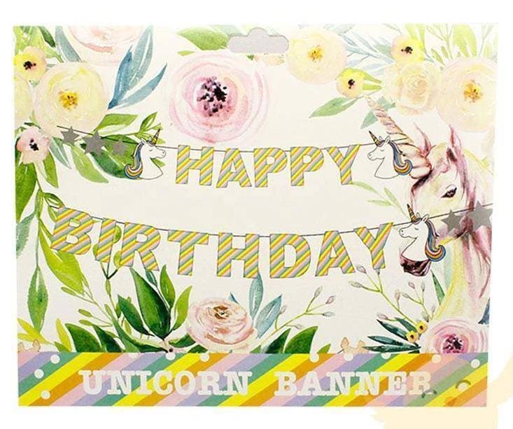 Happy Birthday Unicorn Star Garland Party Banner - 22 pieces