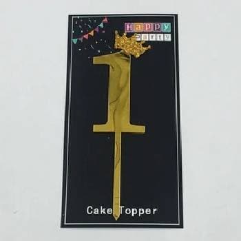 One Acrylic Cake Topper with Crown For Birthday Celebration
