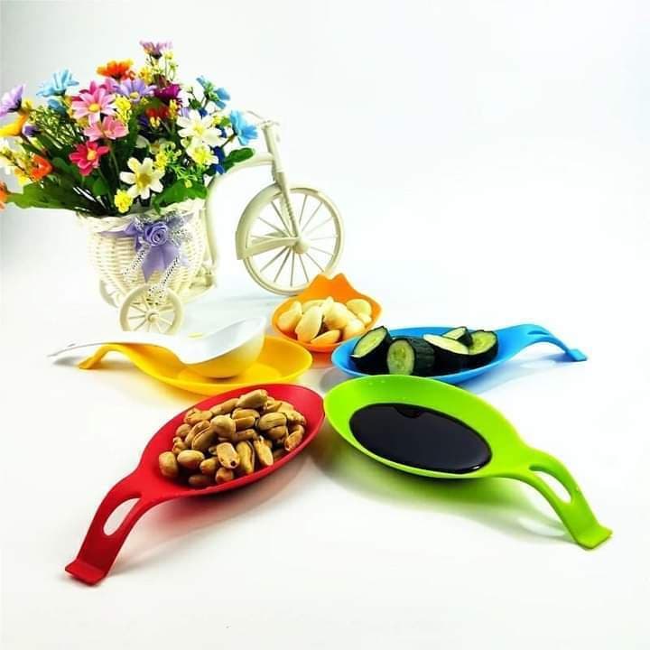 Flexible Silicone Heat Resistant Spoon Rest Spatula Holder - Pack of 3