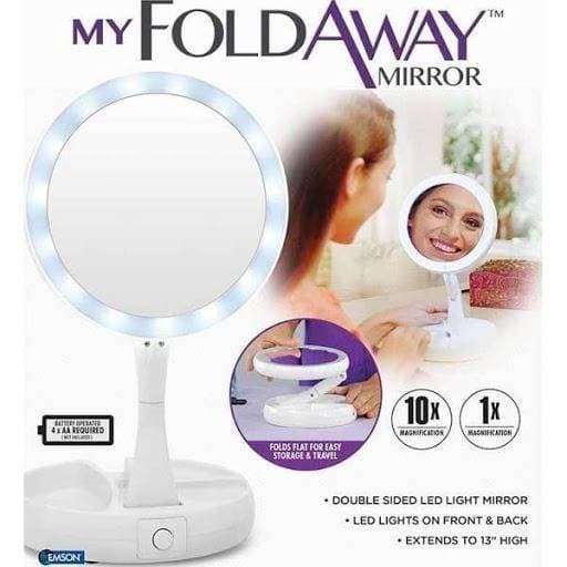My Foldaway Led Makeup Double Sided Travel Mirror 10 X Zoom