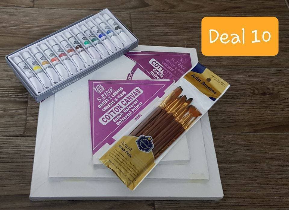 Canvas Deal 3 Canvas With acrylic Brushes Set