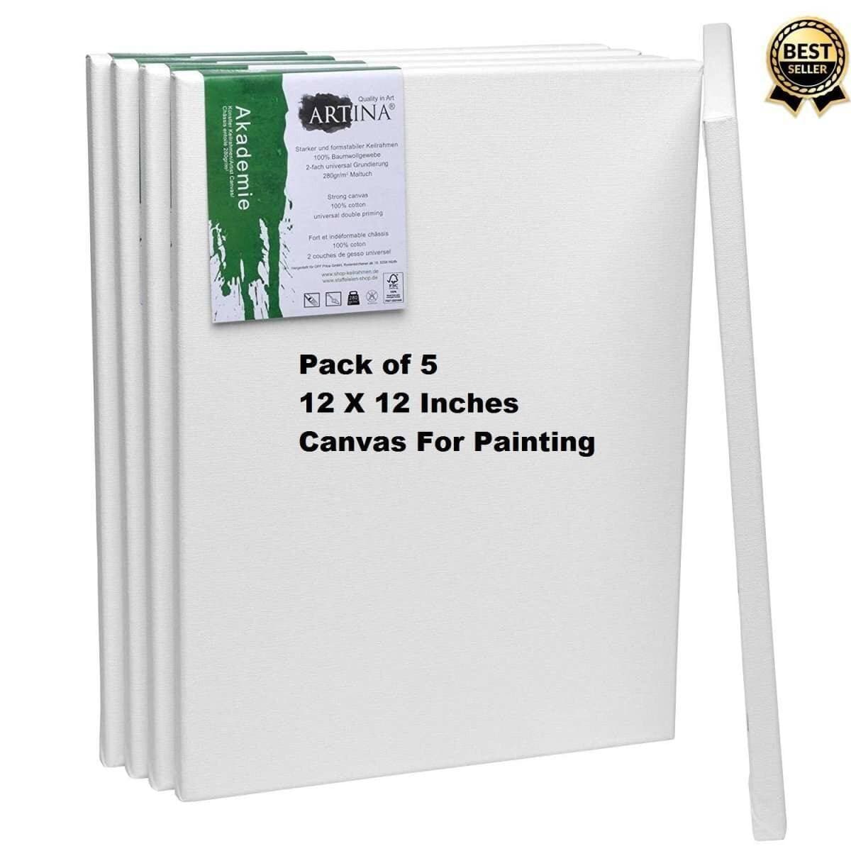 5 PCS Canvas Boards For Painting - 12 X 12 Inches