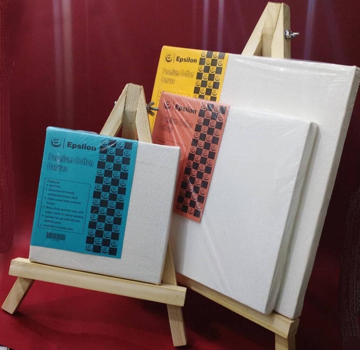 Epsilon Canvas Set of 3 With 2 Wooden Easel 10/8/6